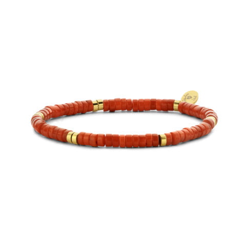 Bracelet Co88 France en acier inoxydable doré et perles rouges
