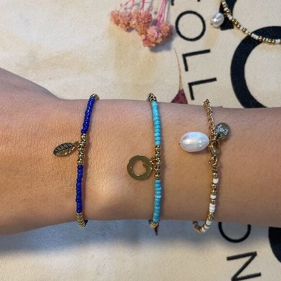 Stacking de bracelet colorés avec pampilles C088 idéal pour l'été