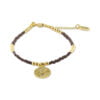 Bracelet Co88 France en acier inoxydable et perles marron, pampille dorée