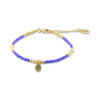 Bracelet Co88 France en acier inoxydable et perles bleues avec pampille feuille dorée