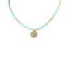 Collier Co88 France en acier inoxydable doré et perles bleu clair avec pampilles dorée