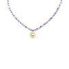 Collier Co88 France en acier inoxydable et perles bleu foncé avec pampille palmier doré