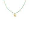 Collier Co88 France en acier inoxydable doré et perles bleues, pampille cerise