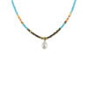 Collier Co88 France en acier inoxydable et perles colorées avec pampille perle d'eau douce
