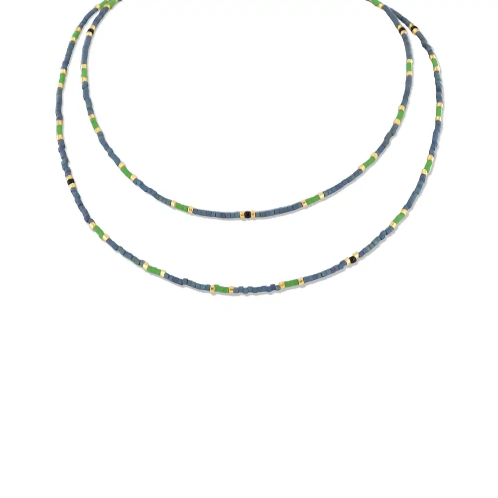 Collier Co88 France en perles colorées et acier inoxydable